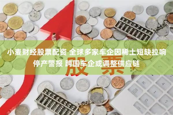 小麦财经股票配资 全球多家车企因稀土短缺拉响停产警报 跨国车企或调整供应链